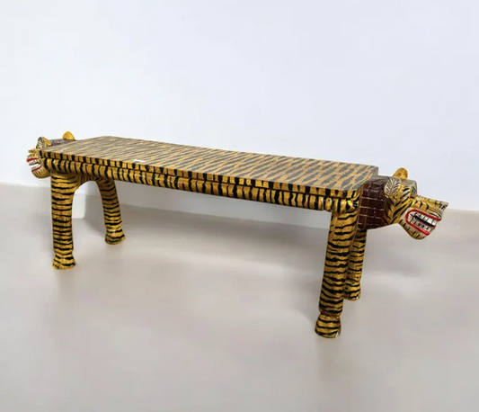 Carved Tiger Bench